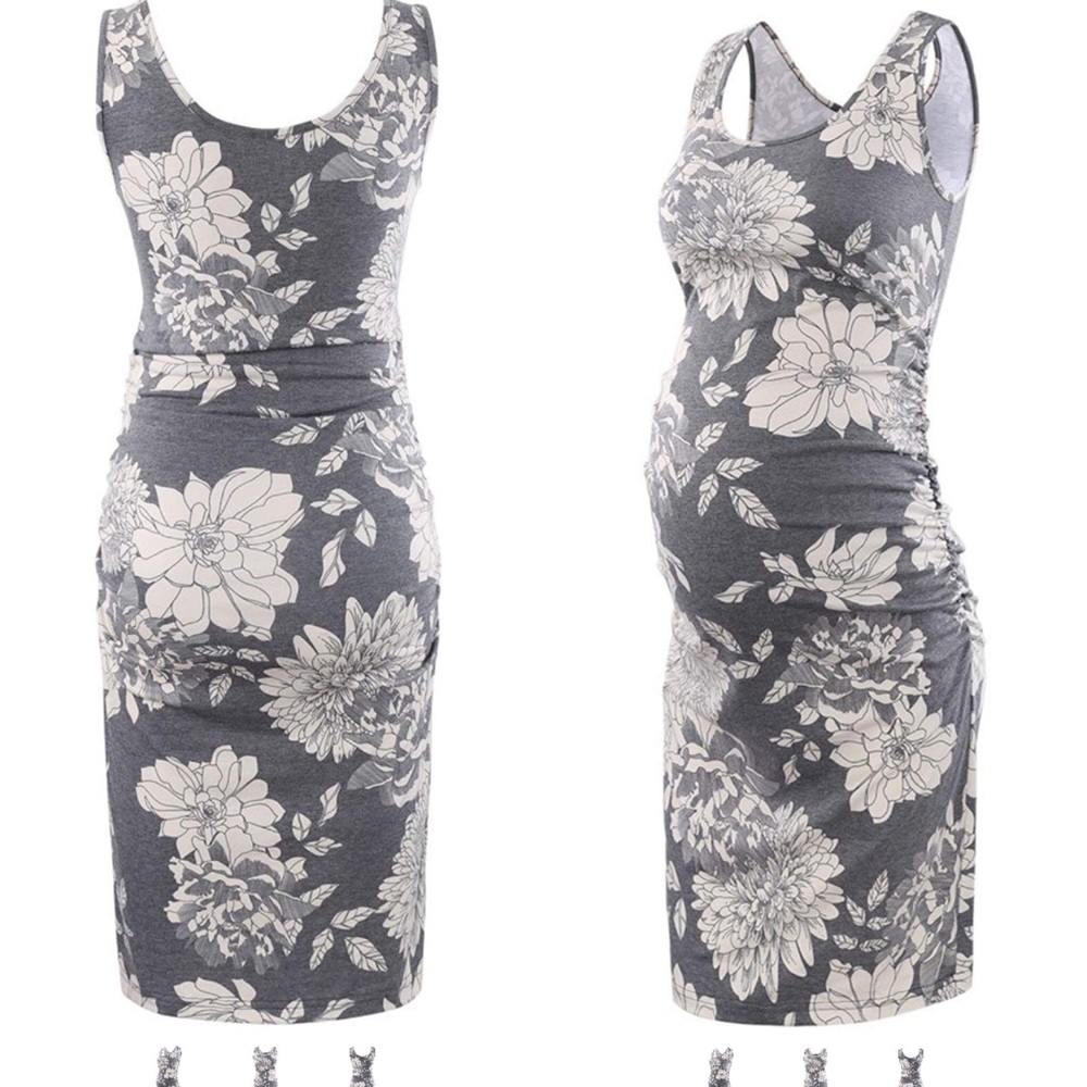 Floral maternity dress grey and white